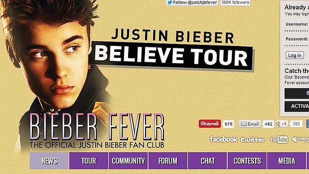 Bieber website image